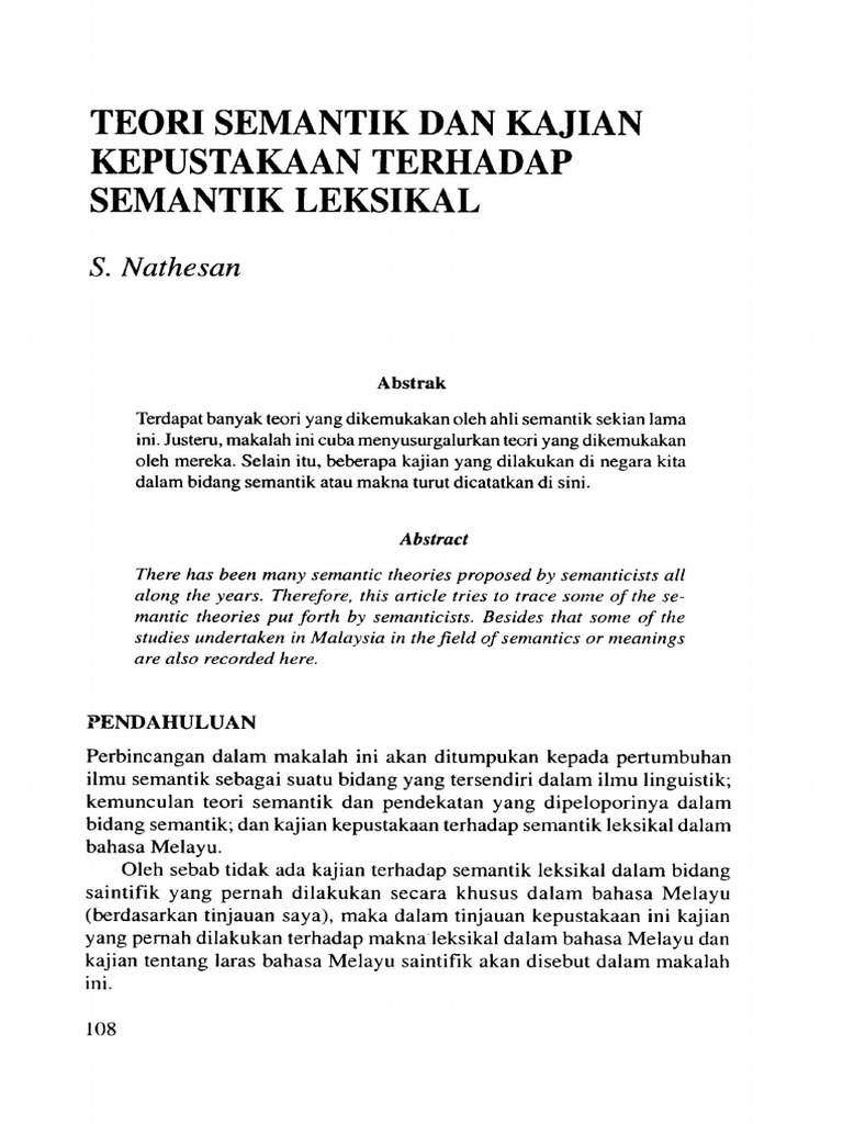 5 Teori Semantik Dalam Kajian Kepustakaan Pdf Pdf