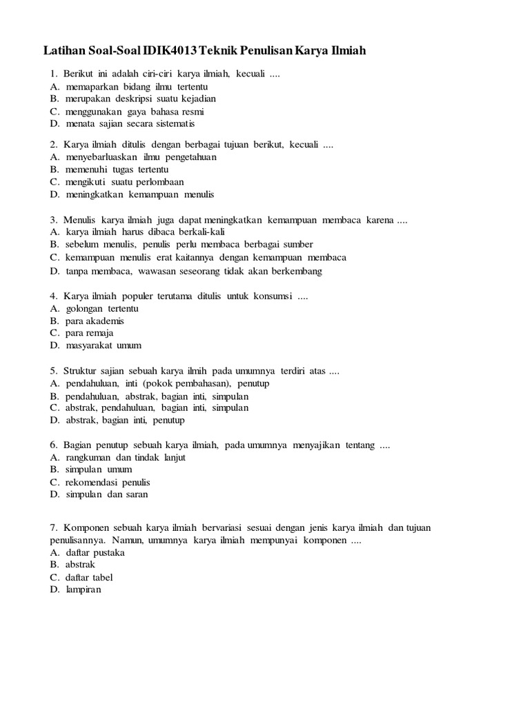 Latihan Soal Tpki