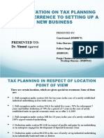 Presentation On Tax Planning With Referrence To Setting Up A New Business