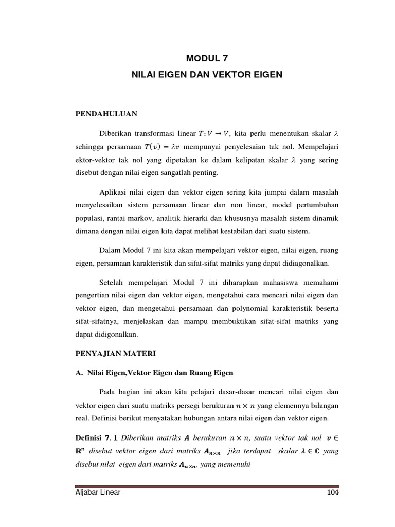 Nilai dan Vektor Eigen Matriks 2x2 | PDF