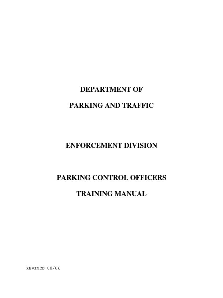 Parking Control Officers Training Manual | PDF | Traffic | Employment