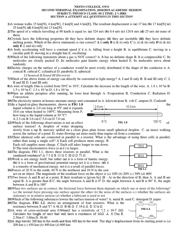 Physics Ss2 2019 PDF Force Electricity