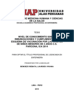 Nivel de Conocimiento Sobre Inmunizaciones y Cumplimiento Del Esquema de Vacunación Por Las Madres de Niños Menores de 4 Años C.S. Parcona, Ica 2014