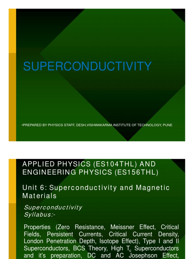 Superconductivity: Properties and Effects | PDF | Superconductivity ...