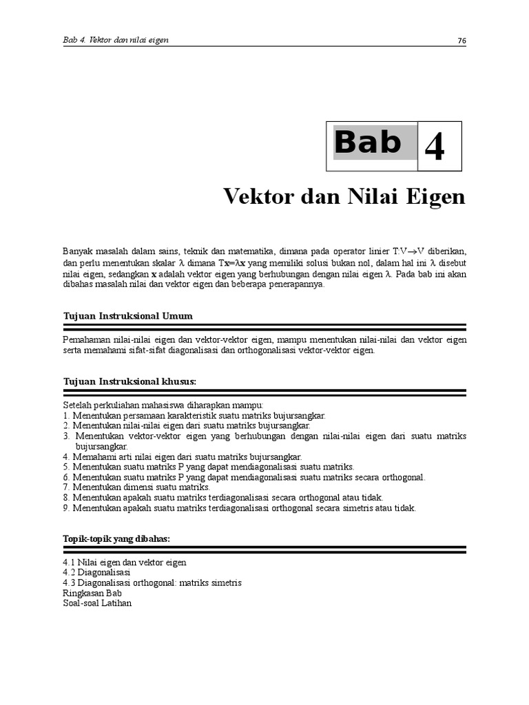 Vektor dan Nilai Eigen dalam Matriks | PDF | Metode & Bahan Ajar