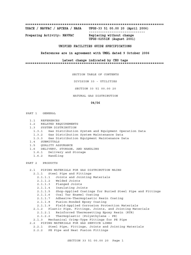 Natural Gas Distribution Specifications | PDF | Pipe (Fluid Conveyance ...