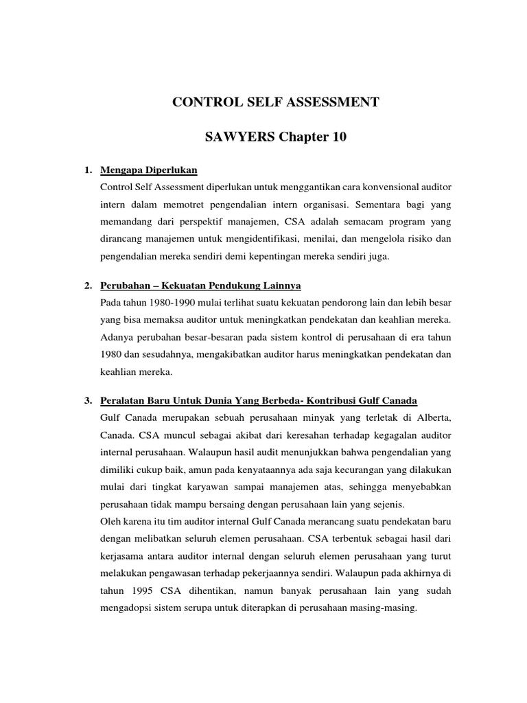 Penerapan Control Self Assessment di Perusahaan | PDF