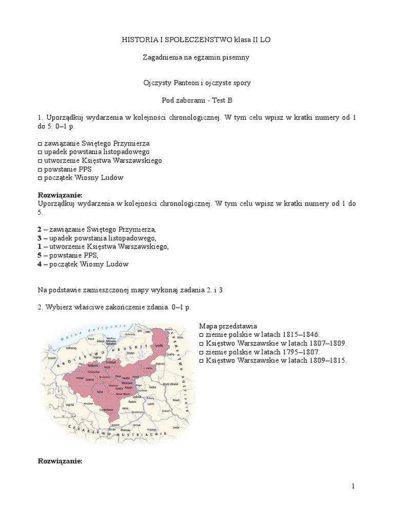 Historia I Społeczeństwo Sprawdziany Klasa 5
