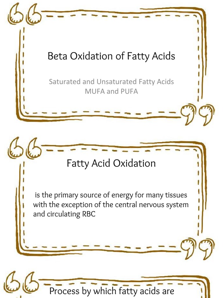 Beta Oxidation of Fatty Acids Overview | PDF | Adenosine Triphosphate ...