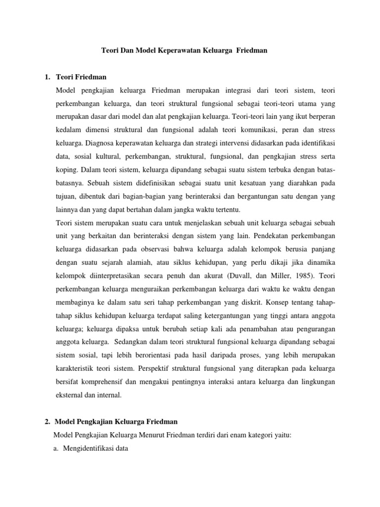 Teori Dan Model Keperawatan Keluarga Friedman PDF