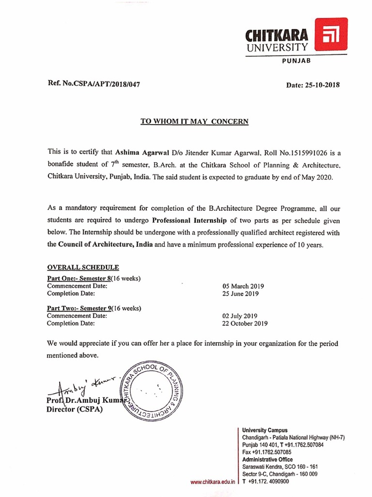 Internship Letter PDF | PDF