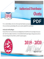 Oceta Distributor Certificate
