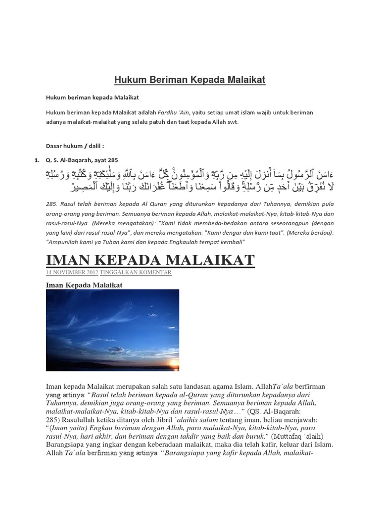 Hukum Beriman Kepada Malaikat Pdf