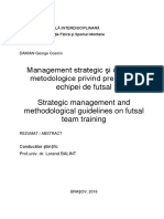 Management Strategic Şi Orientări Metodologice Privind Pregătirea Echipei de Futsal