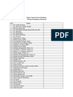 Daftar Nama Peserta Pelatihan Manajemen Informasi