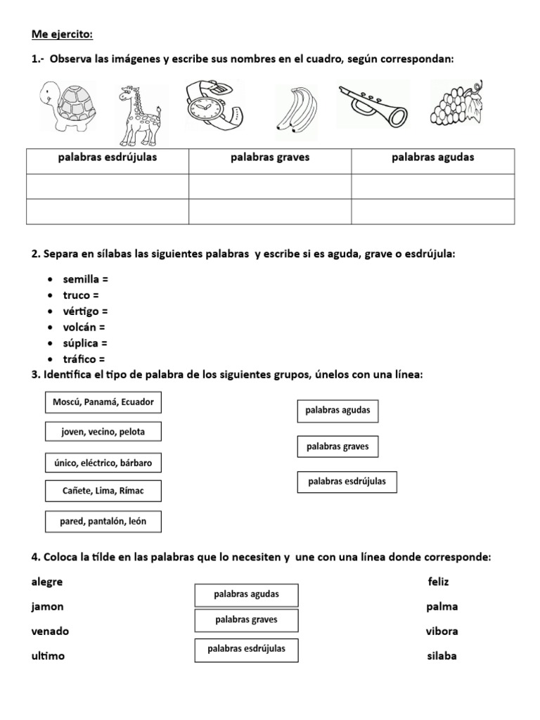 Como Es Una Palabra Aguda Grave O Esdrujula Palabras Agudas Graves Esdrujulas | PDF | Vocal | Voz humana