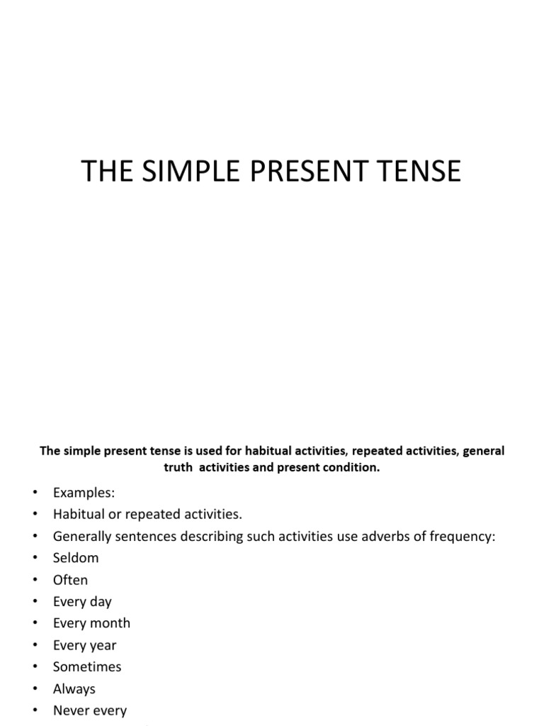 The Simple Present Tense Unit 1 Verb Adverb