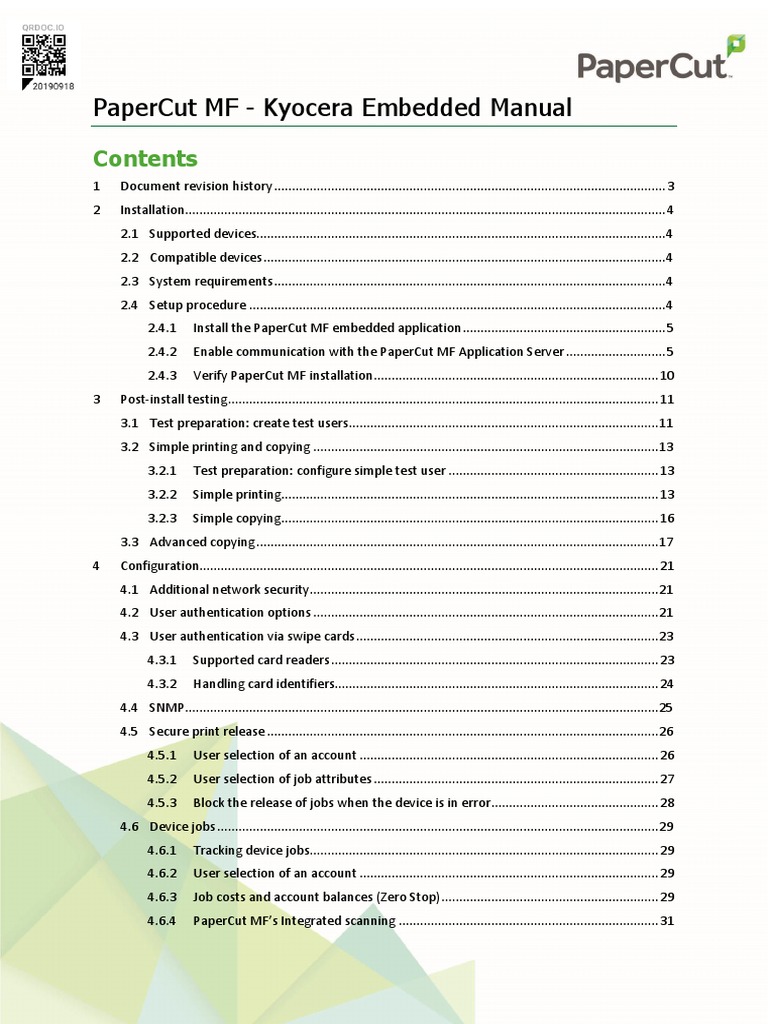 PaperCut MF Kyocera Embedded Manual | PDF | Personal Identification ...
