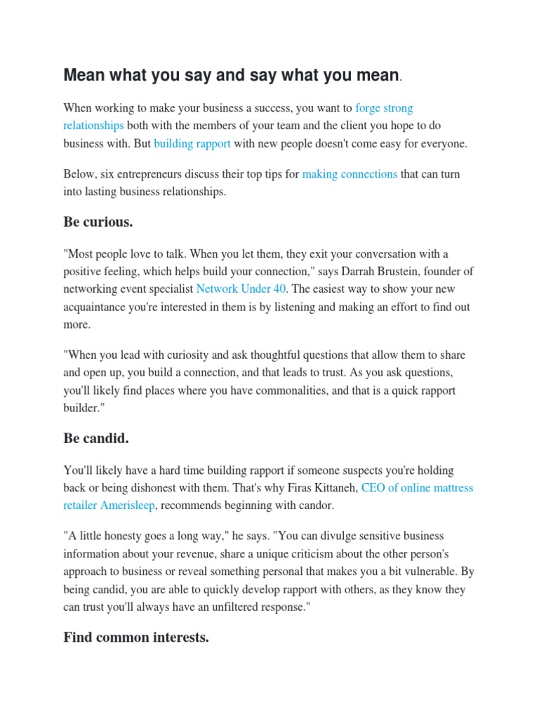 How To Build Rapport | PDF | Communication