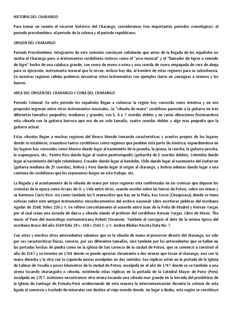 Historia Del Charango Pdf Instrumentos Musicales Instrumentos De