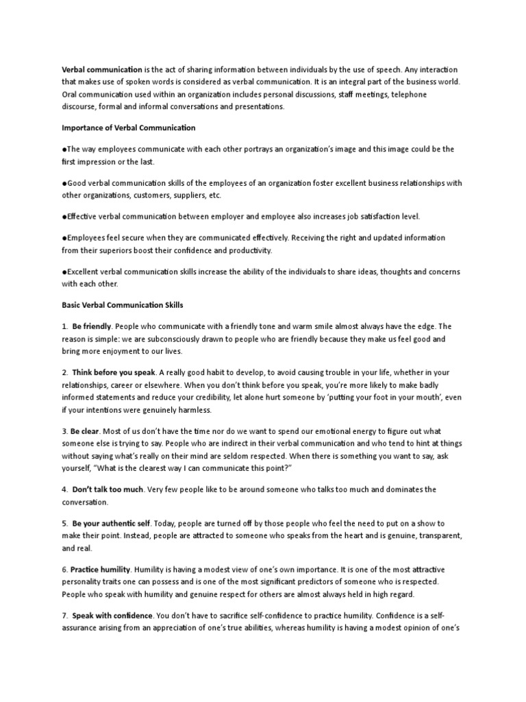 Enhancing Verbal Communication Skills | PDF | Conversation | Communication