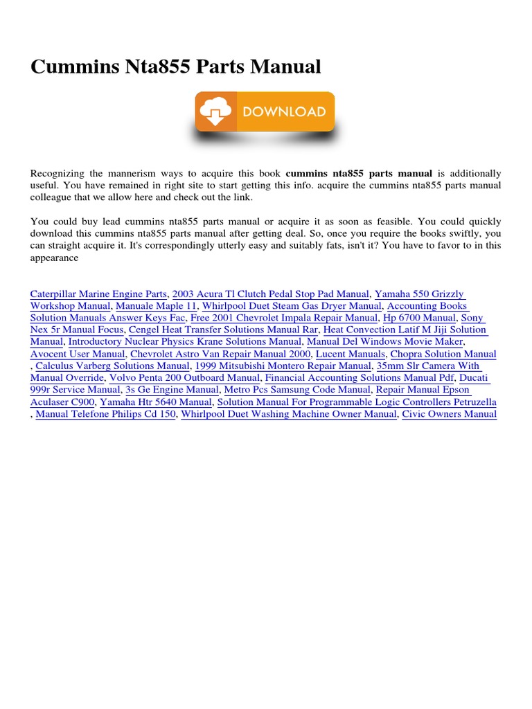 CUMMINS NTA855 G4 SERVICE MANUAL PDF FREE DOWNLOAD visual data 4
