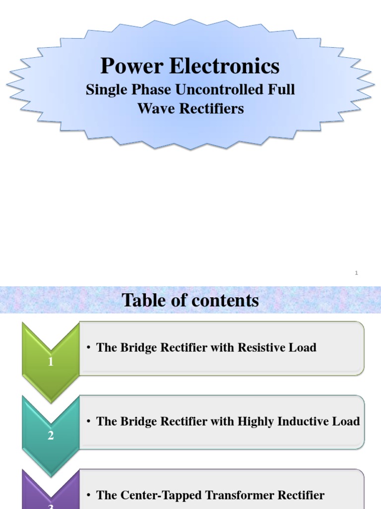 4 Single Phase Uncontrolled Full Wave Rectifiers Pdf Rectifier