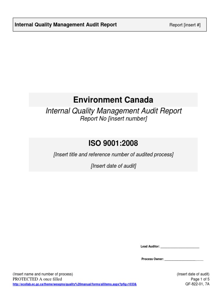 Internal Quality Audit Report QF-822 | PDF | Auditor's Report ...
