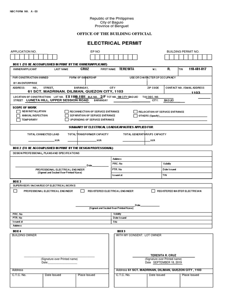 Electrical Permit (For Building Permit) (1) 2 PDF Government