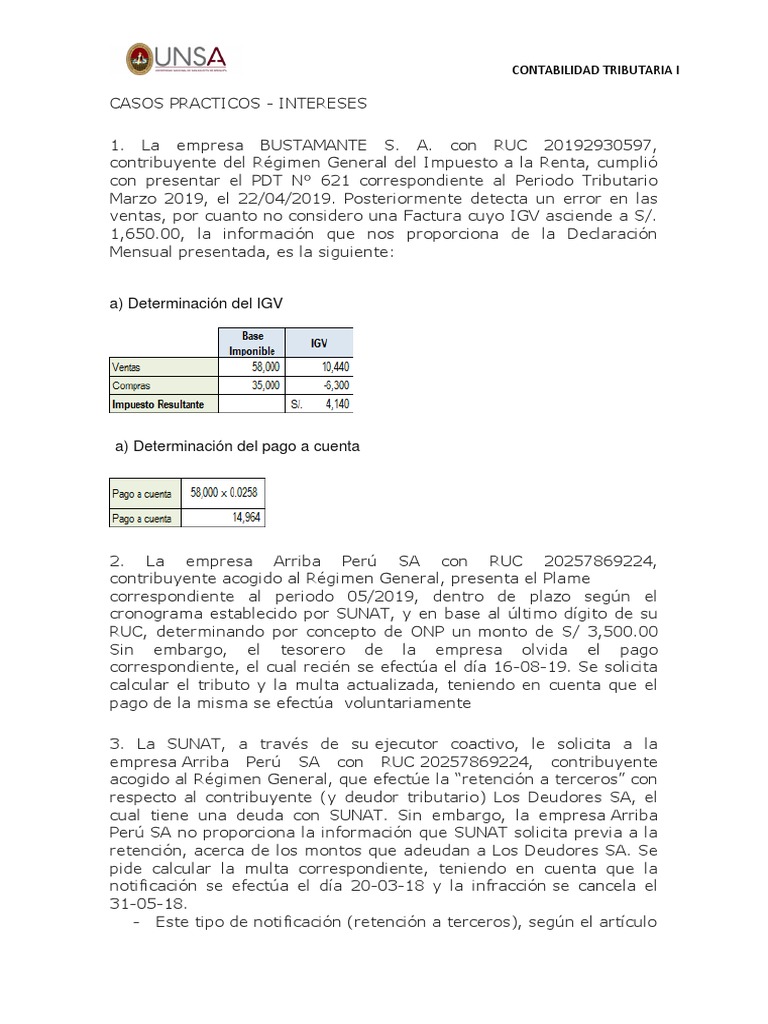 Casos Prácticos de Contabilidad Tributaria | PDF | Impuestos | Economias