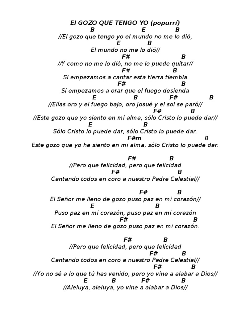 Letra y acordes: El gozo que tengo yo | PDF | Cristo (título ...