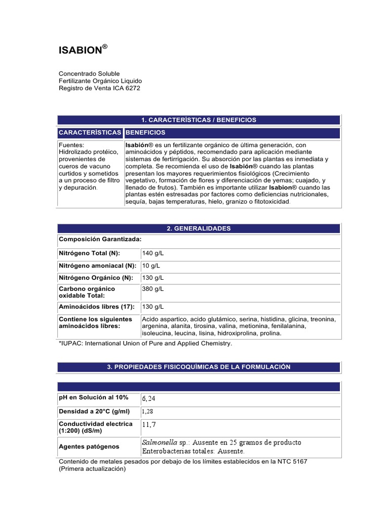 Isabion | PDF | Aminoácidos | Fertilizante