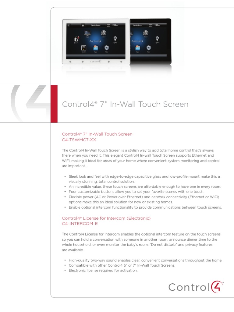 Control4 Automatizacion C4-TSWMC7-EG PDF | PDF | Wi Fi | Touchscreen