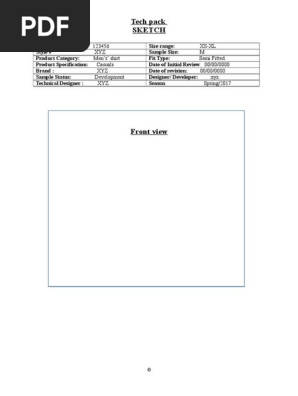 Template of Tech Pack (SHIRT)