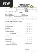 Orientee Evaluation Sheet