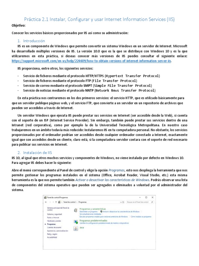 Instalar y Configurar IIS en Windows 10 | PDF | Servicios de ...