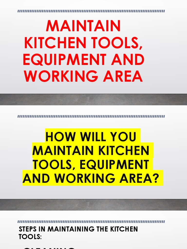 Maintain Kitchen Tools, Equipment and Working Area PDF