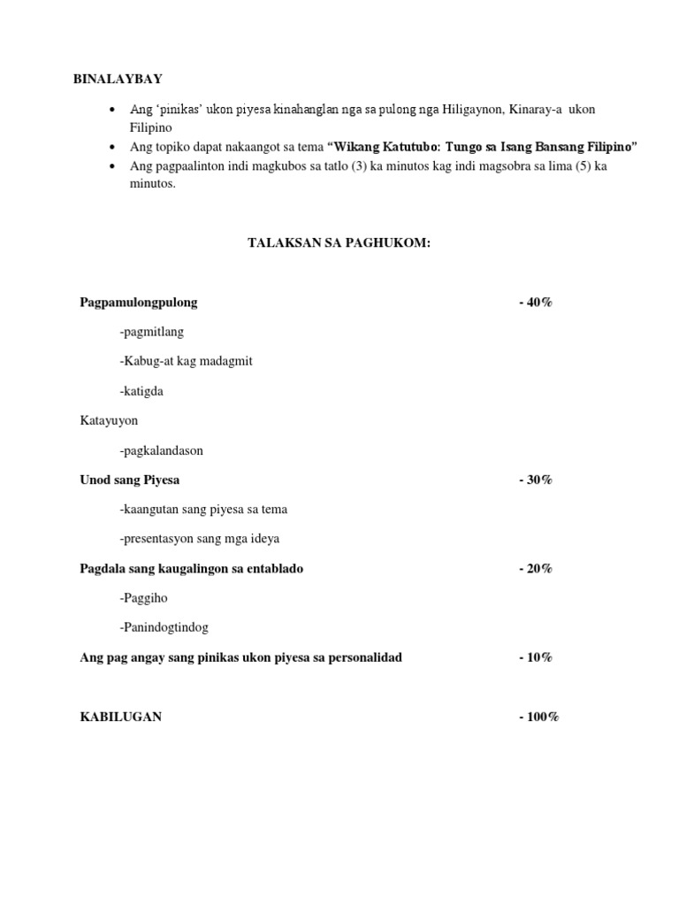 Binalaybay Criteria | PDF