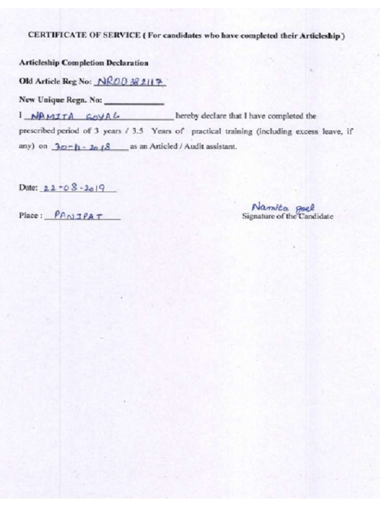 Declaration Certificate