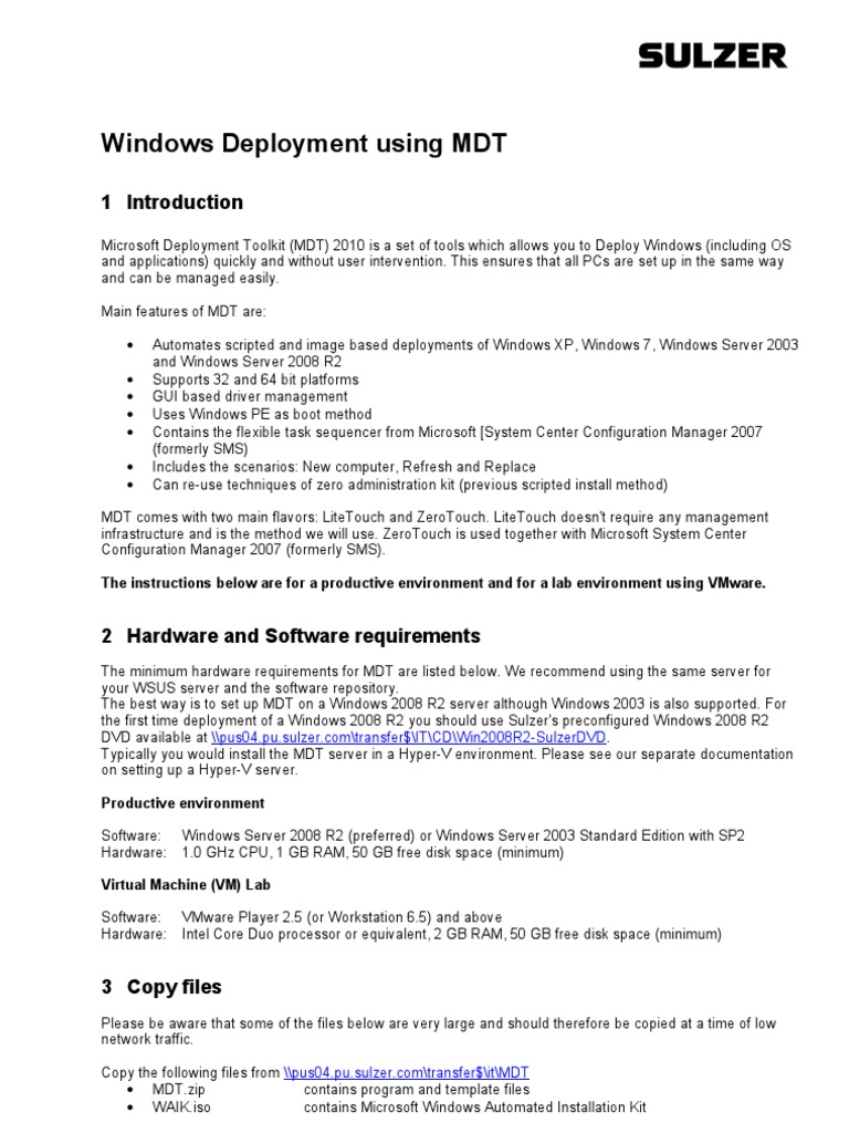 Windows Deployment Using MDT | PDF | Business