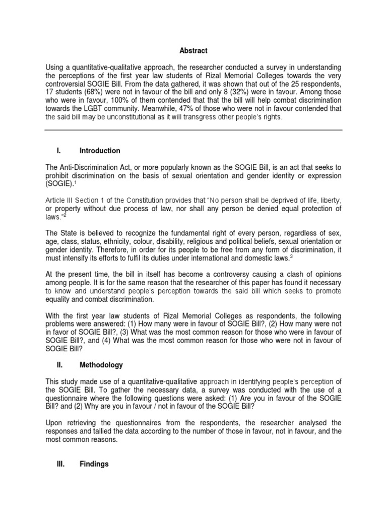 Sogie bill essay example picture