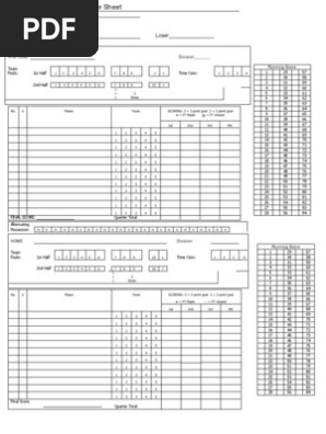 Basketball Score Sheet