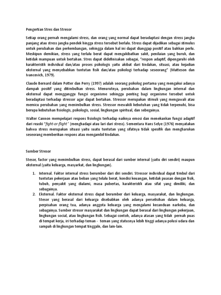 Pengertian Stres Dan Stresor Pdf