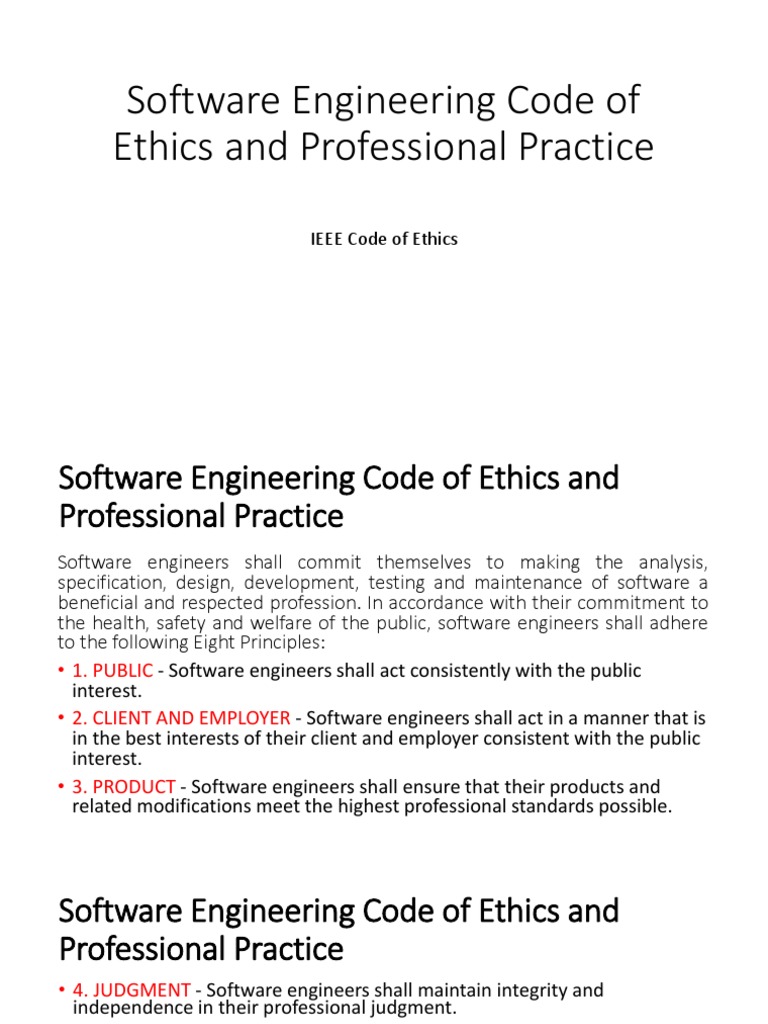 IEEE Software Engineering Ethics Code | PDF | Software Development ...