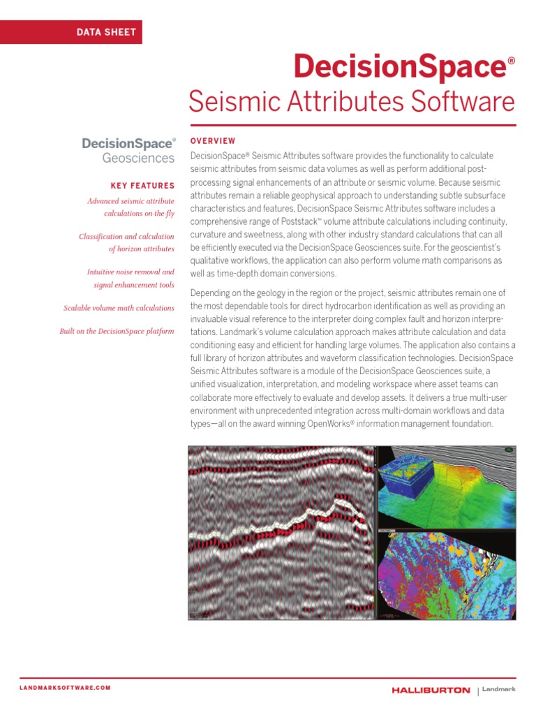 DecisionSpace Seismic Attribute Software Data Sheet | PDF | Reflection ...