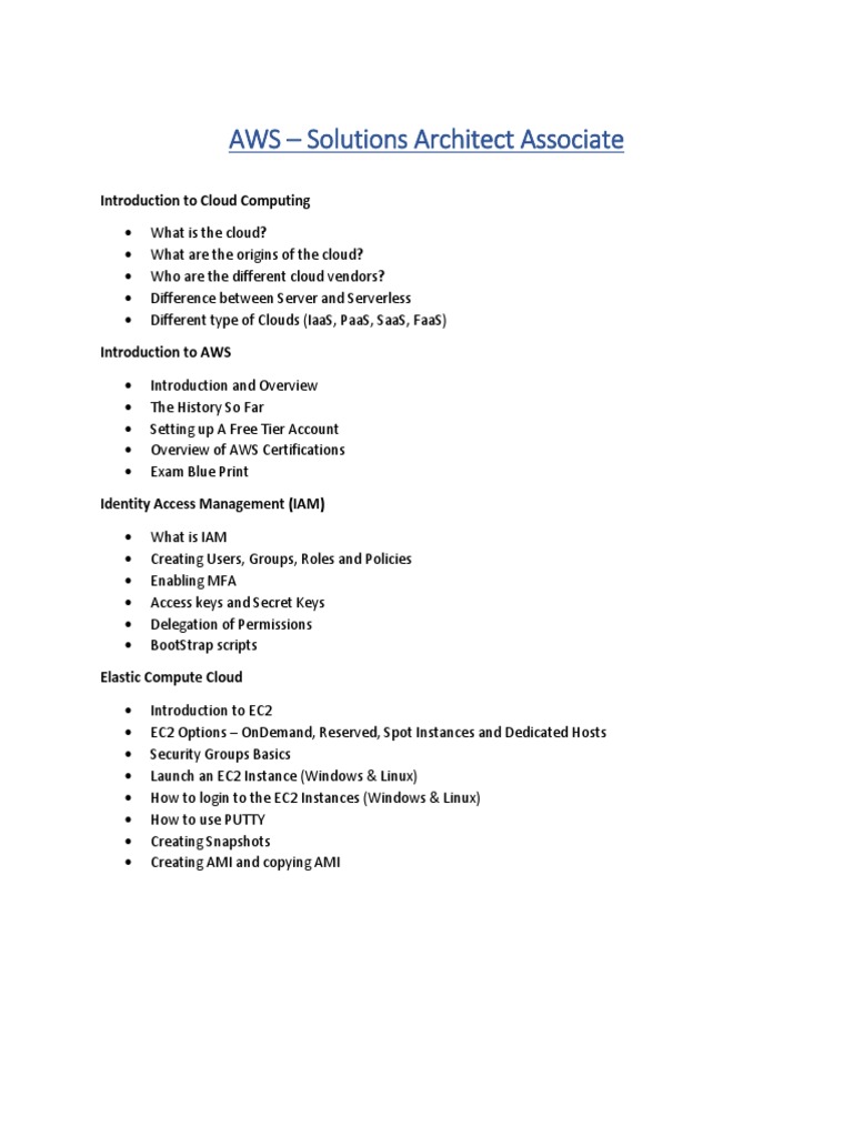 AWS - Solutions Architect Associate | PDF | Cloud Computing | Network ...
