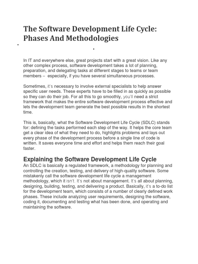 Software Development Essentials | PDF | Software Development Process ...