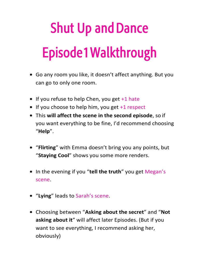 Shut up and dance walkthrough ep 1 5 pdf