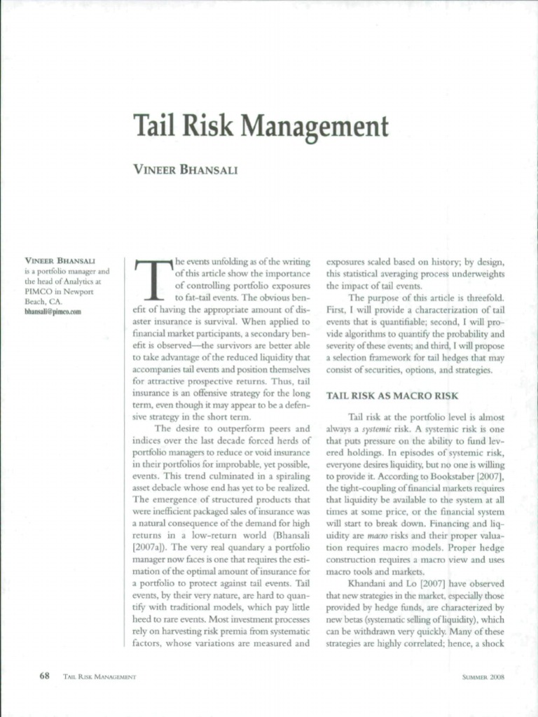 Tail Risk Management Strategies at PIMCO | PDF | Hedge (Finance ...