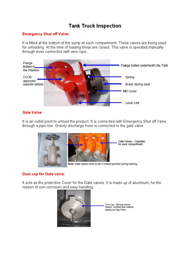 Tank Truck Inspection Procedures | PDF | Valve | Fuse (Electrical)